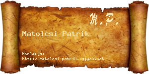 Matolcsi Patrik névjegykártya